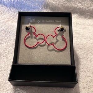 Disney x BaubleBar Mickey Mouse Outline Hoop Earrings in Red NEW